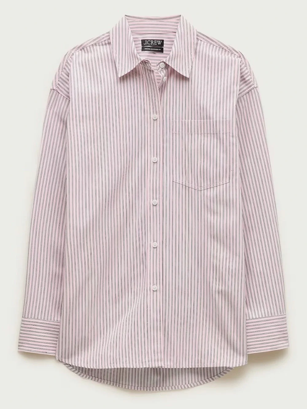 J.Crew Étienne oversized shirt in striped cotton poplin - Pink Spoonbill